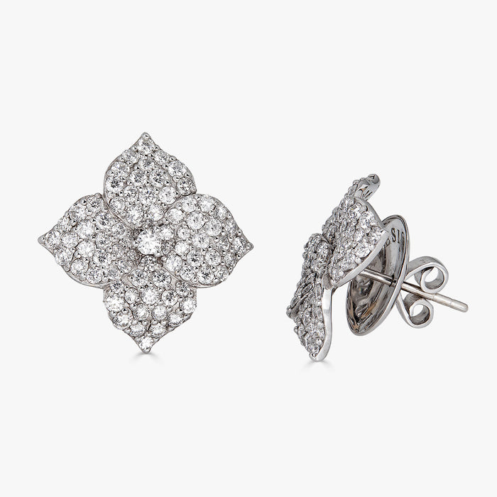 Mosaique Large Flower Earrings in Diamond