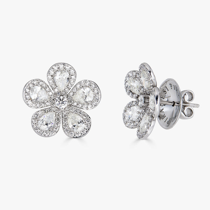 Classic Flower Earrings in Diamond