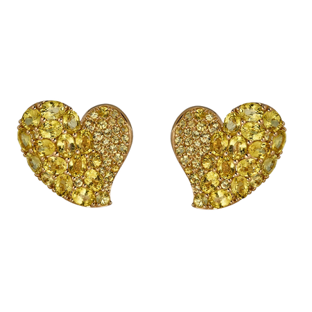 Yellow Wave Heart Earrings