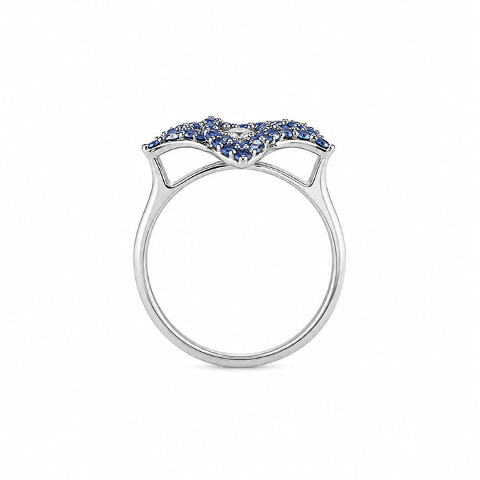 Approx. 0.93 carats Round Blue Sapphires

0.03 carats Round Diamonds
Set in 18K White Gold