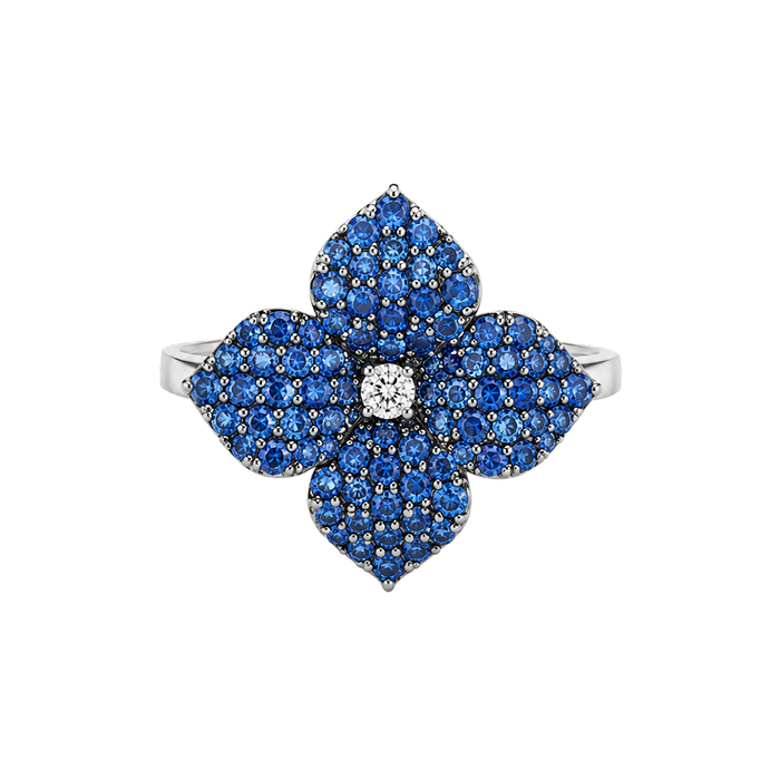 Approx. 0.93 carats Round Blue Sapphires

0.03 carats Round Diamonds
Set in 18K White Gold