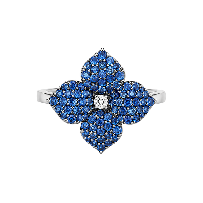 Approx. 0.93 carats Round Blue Sapphires

0.03 carats Round Diamonds
Set in 18K White Gold