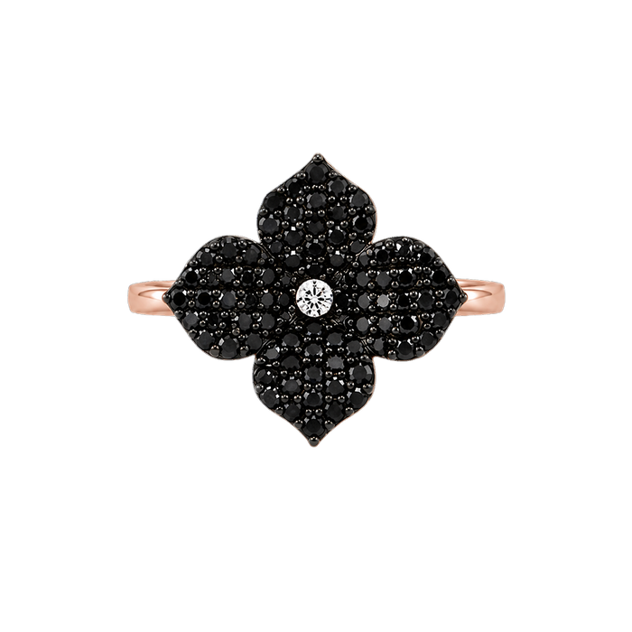 Approx. 0.75 carats Round Black Diamonds

0.03 carats Round Diamonds
Set in 18K Rose Gold