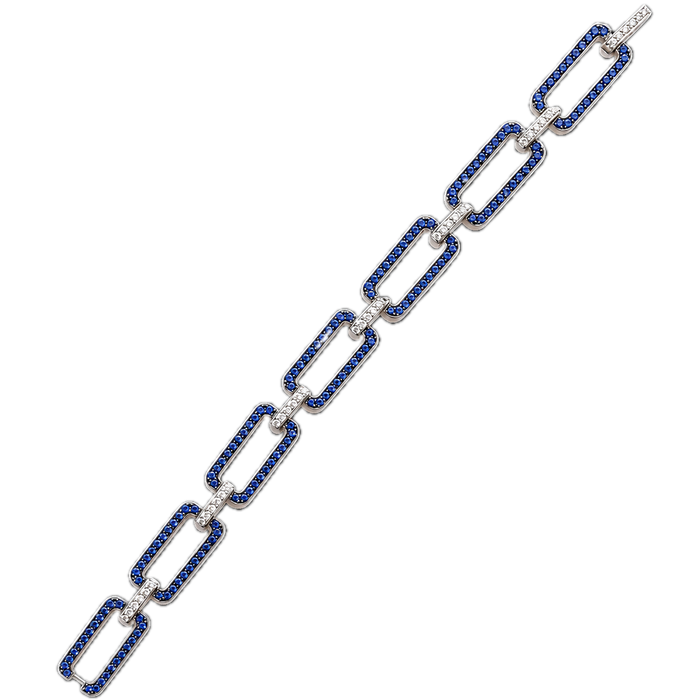 Approx. 4.90 carats Round Blue Sapphires
0.85 carats Round Diamonds

Bracelet set in 18K White Gold