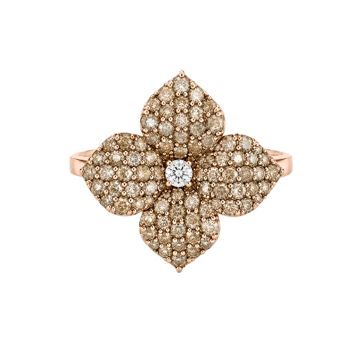 Approx. 0.72 carats Round Champagne Diamonds

0.03 carats Round Diamonds
Set in 18K Rose Gold
