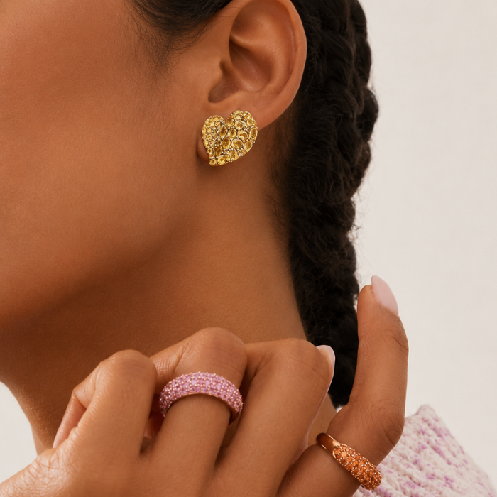 Wave Heart Medium Earring