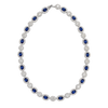Approx 18.50 carats Oval Blue Sapphires
17.01 carats Round Oval Diamonds
Necklace set in 18K White Gold
Size 16 in