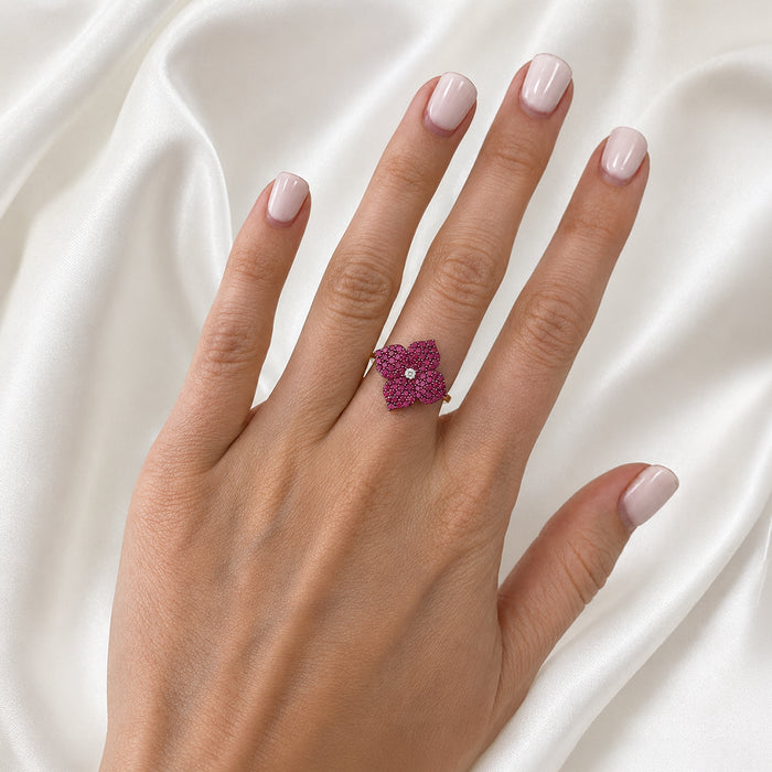 Approx. 0.93 carats Round Deep Pink Sapphires

0.03 carats Round Diamonds
Set in 18K Rose Gold