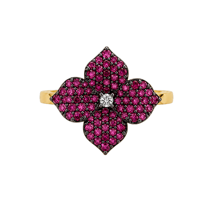 Approx. 0.93 carats Round Deep Pink Sapphires

0.03 carats Round Diamonds
Set in 18K Rose Gold