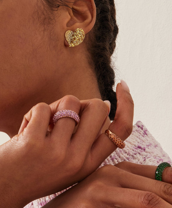 Wave Heart Medium Earring
