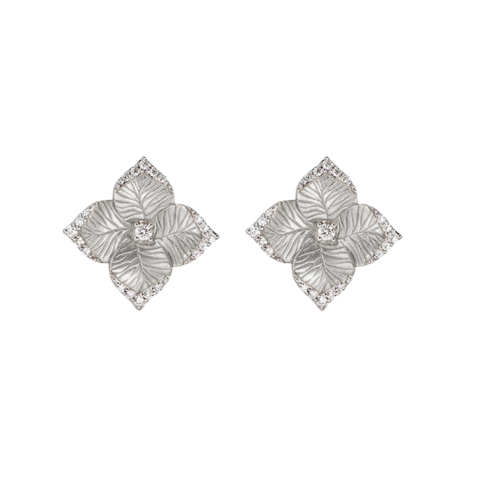 Oro Fiore Small Flower Earrings with Diamonds