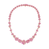 Approx. 15.28 carats Pink Round Oval&nbsp;
2.36 carats Round Diamonds&nbsp;
Necklace set in 18K Rose Gold