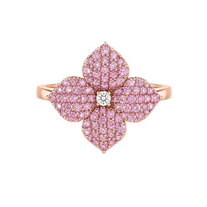 Approx. 1.04 carats Round Pink Sapphires

0.04 carats Round Diamonds
Set in 18K Rose Gold