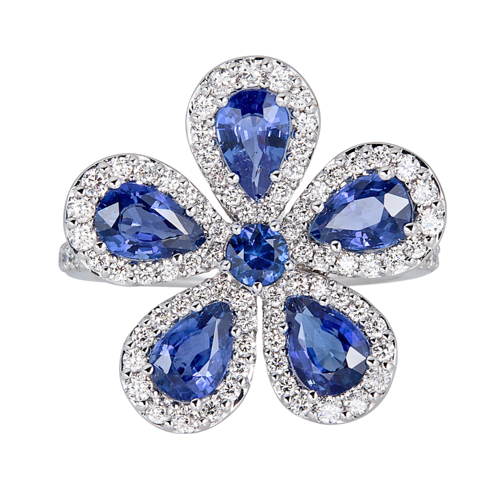 Blue sapphire flower ring online