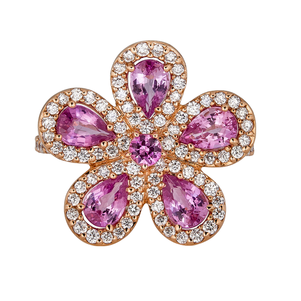 Pink sapphire 2025 flower ring