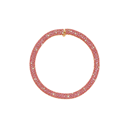 Approx. 9.67 carats Round Pink Sapphires
0.69 carats Round Diamonds&nbsp;
Set in 18K Yellow Gold
7.25 in