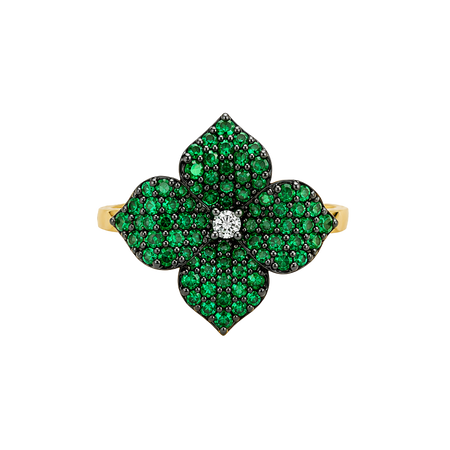 Approx. 0.92 carats Round Tsavorite Sapphires

0.03 carats Round Diamonds
Set in 18K Yellow Gold