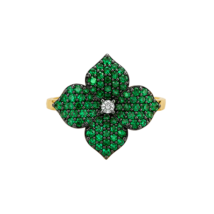 Approx. 0.92 carats Round Tsavorite Sapphires

0.03 carats Round Diamonds
Set in 18K Yellow Gold