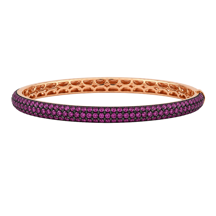 Approx. 3 carats Round Deep Pink Sapphires
Set in 18K Rose Gold
53 x 46 mm