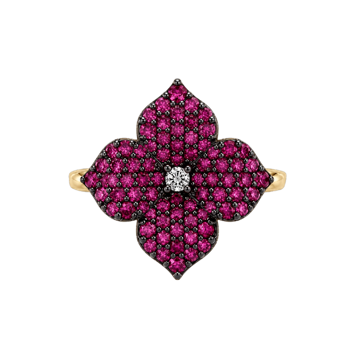 Approx. 0.70 carats Round Deep Pink Sapphires

0.04 carats Round Diamonds
Set in 18K Rose Gold