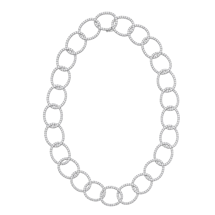 Approx. 15.38 carats Round Diamonds&nbsp;
Necklace set in 18K White Gold
17 in
