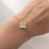 0.79&nbsp;carats Round White Diamonds
Flower Motif: 12mm X 12mm
Bracelet Set in 18K Yellow Gold
Bracelet Length 6.5&nbsp;Inches