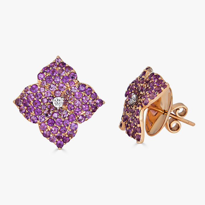 Mosaique Small Flower Earrings in Amethyst