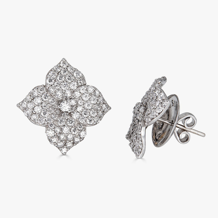 Mosaique Small Flower Earrings in Diamond