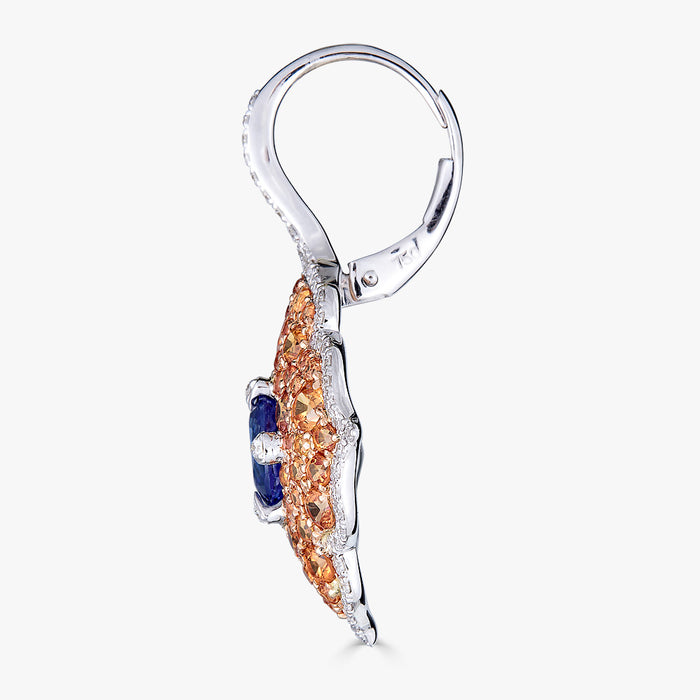 Pacha on Wire Earrings in Blue and Orange Sapphire