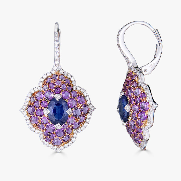 Pacha on Wire Earrings in Blue Sapphire and Amethyst