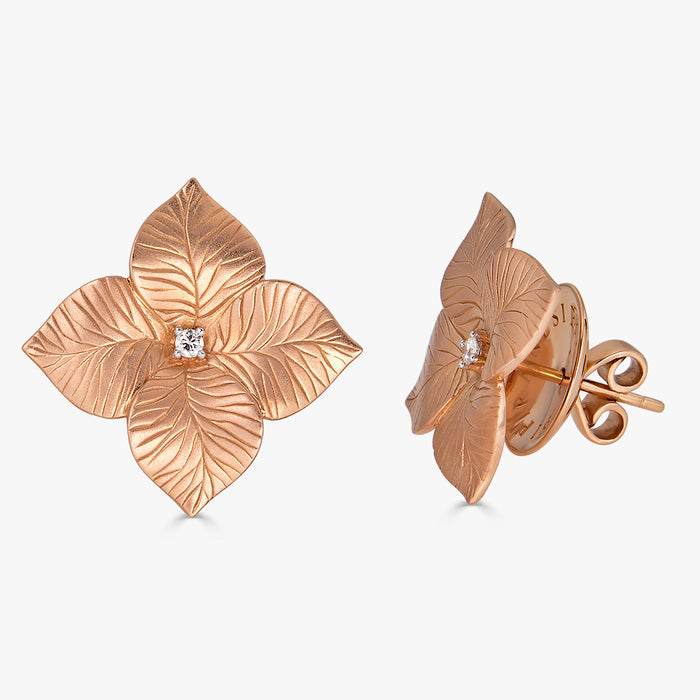 Oro Large Flower Earrings in 18K Rose Gold