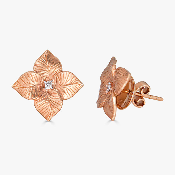 Oro Small Flower Earrings in 18K Rose Gold