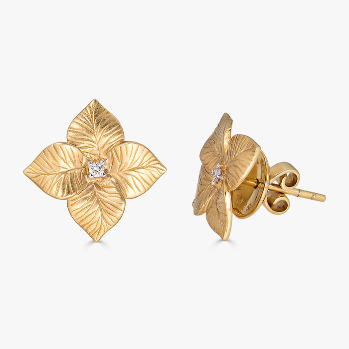 Oro Small Flower Earrings in 18K Yellow Gold
