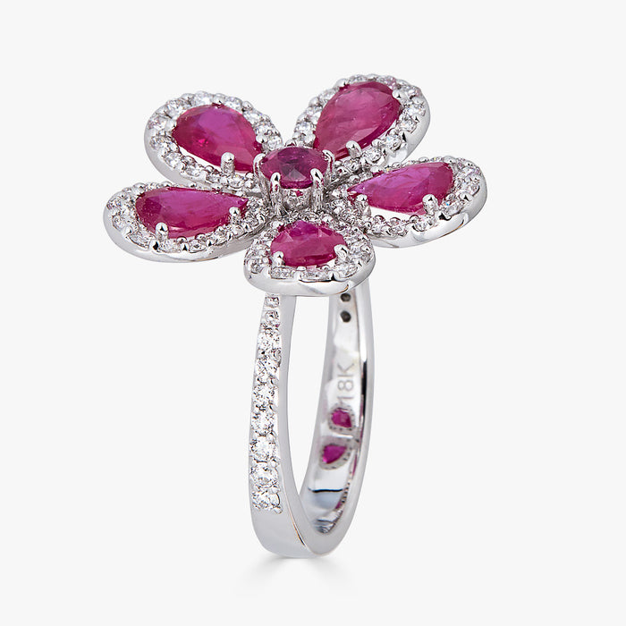 Classic Flower Ring in Ruby